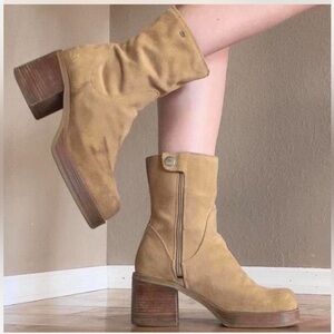 Vintage Y2K Tan Suede Ankle Boots